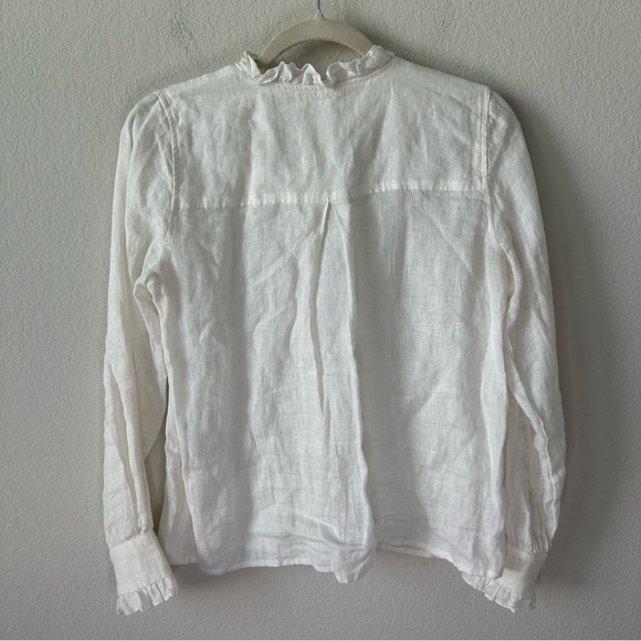 Sezane Khalie Linen White Button Down SZ EUR 36, US 4, S - Picture 6 of 7